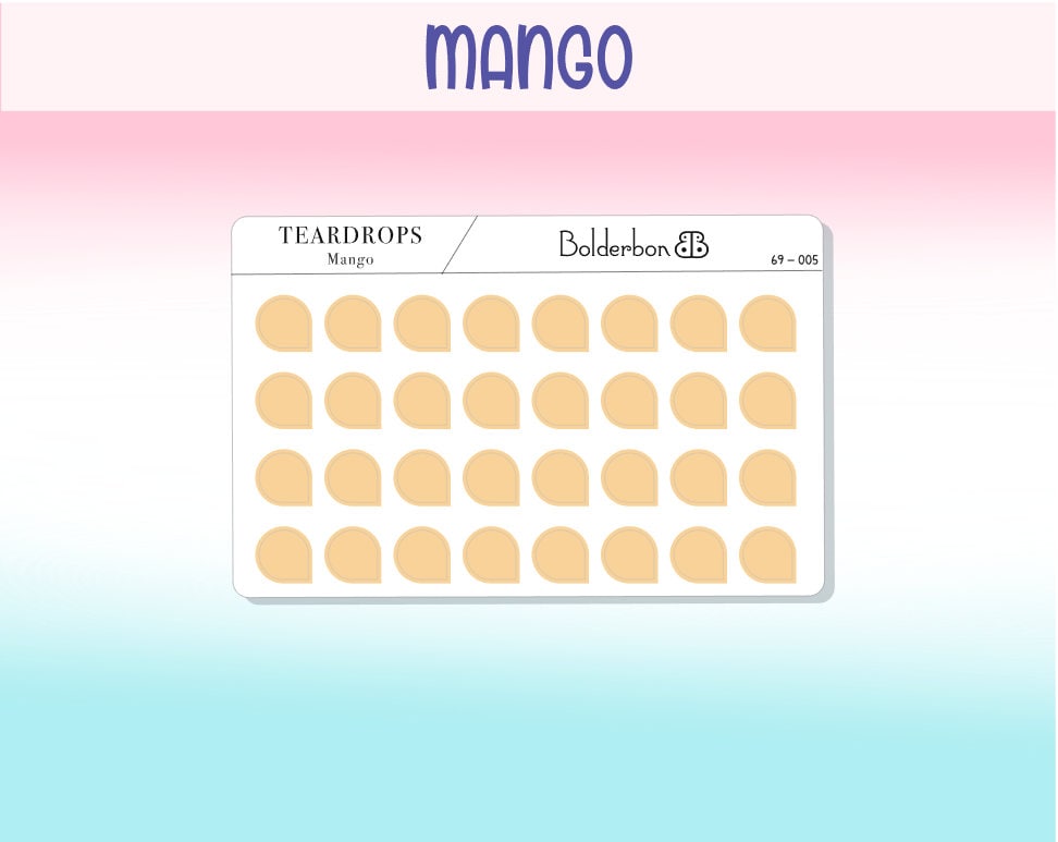 TEARDROPS STICKERS || Colorful, Frosted Clear, Icons, Pastel, Mini Dots, Planner Stickers