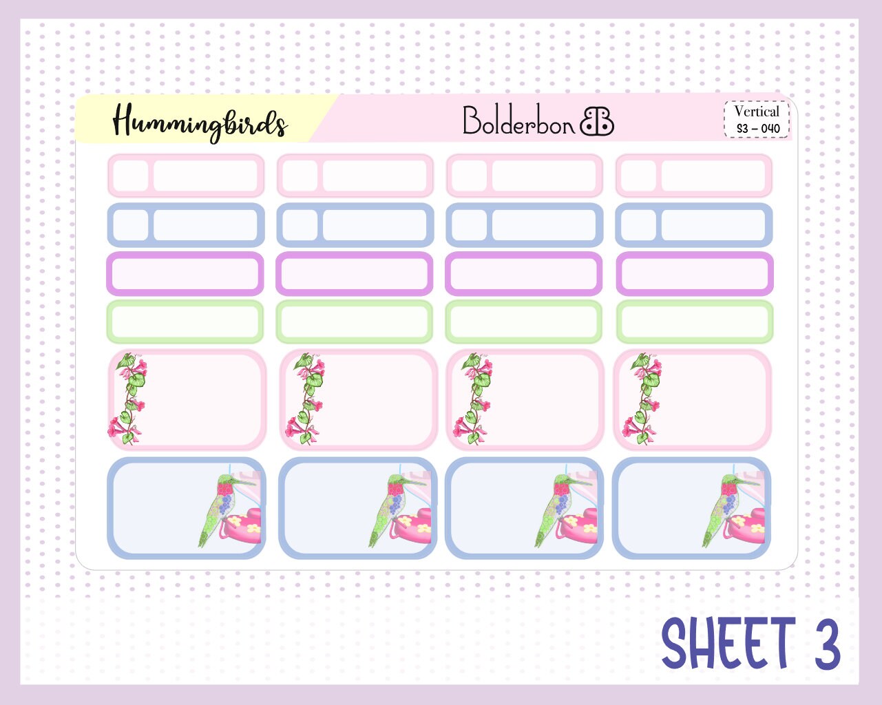 HUMMINGBIRDS || 7x9 Vertical Planner Sticker Kit