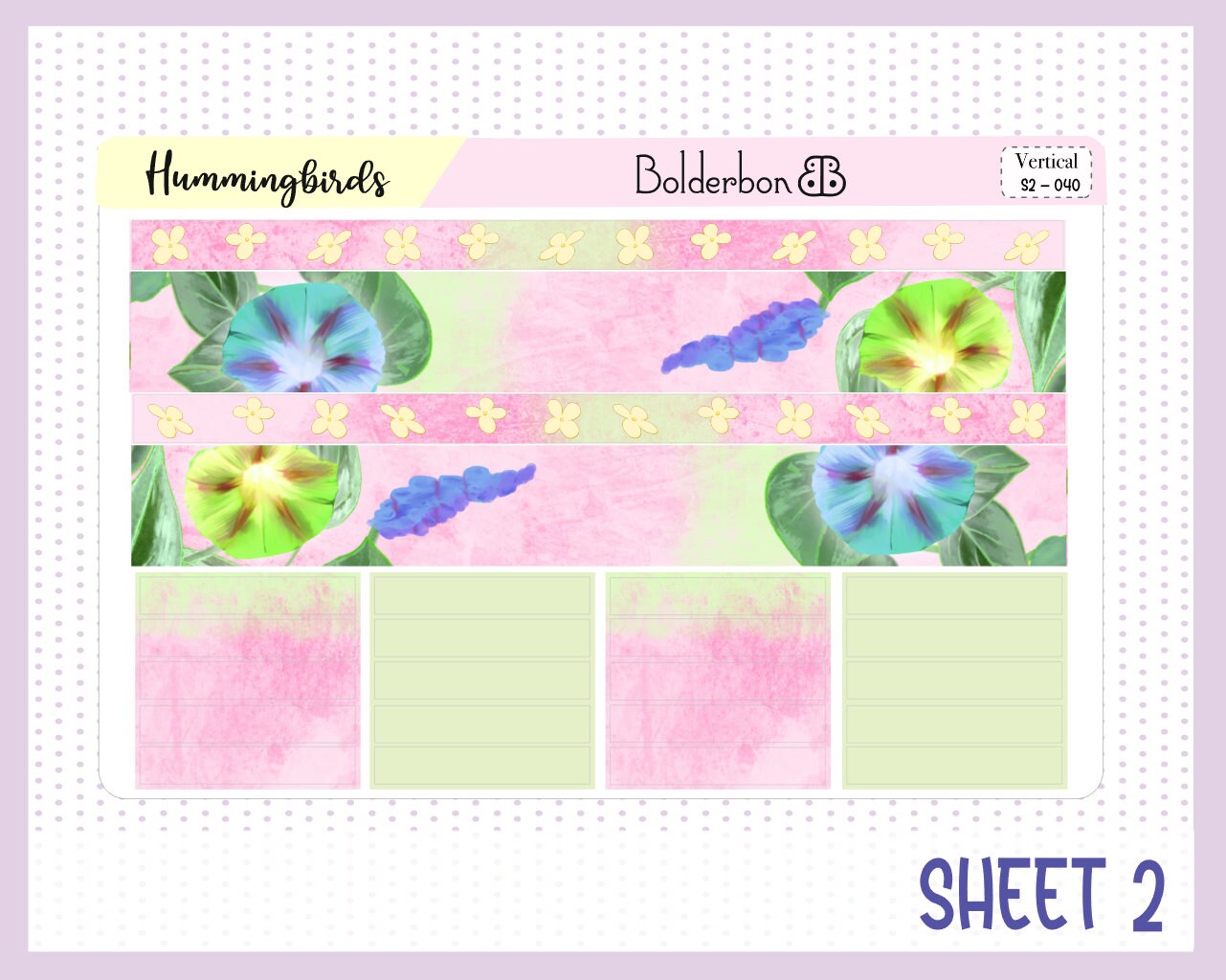 HUMMINGBIRDS || 7x9 Vertical Planner Sticker Kit
