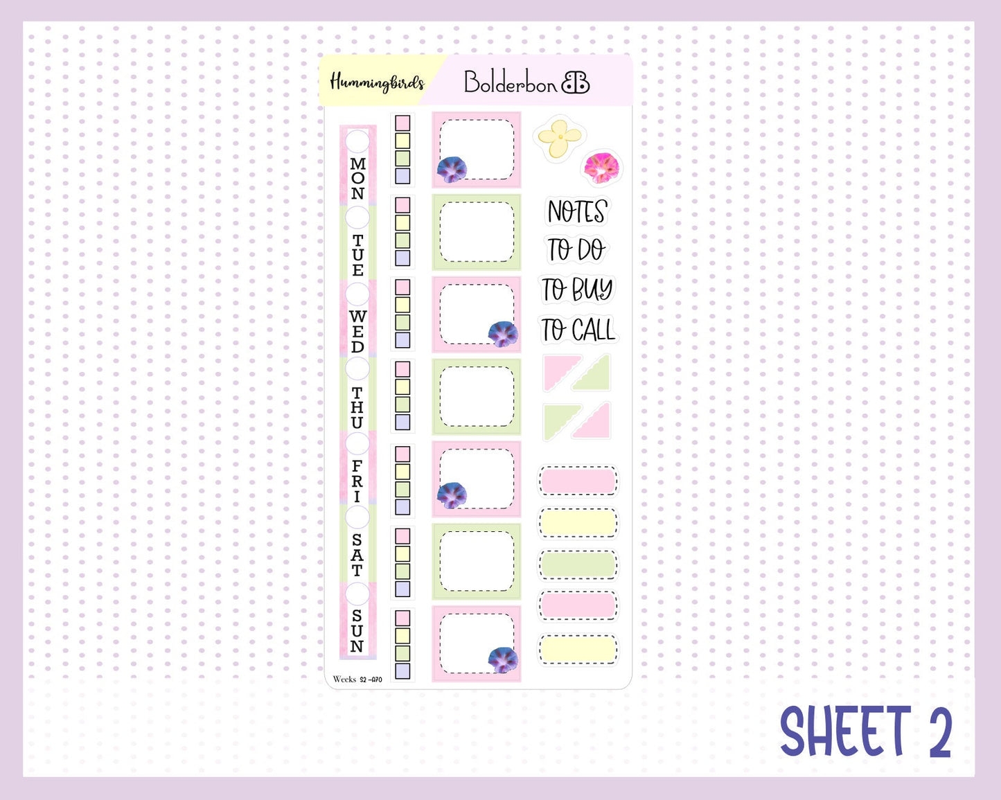 HUMMINGBIRDS || Hobonichi Weeks Planner Sticker Kit
