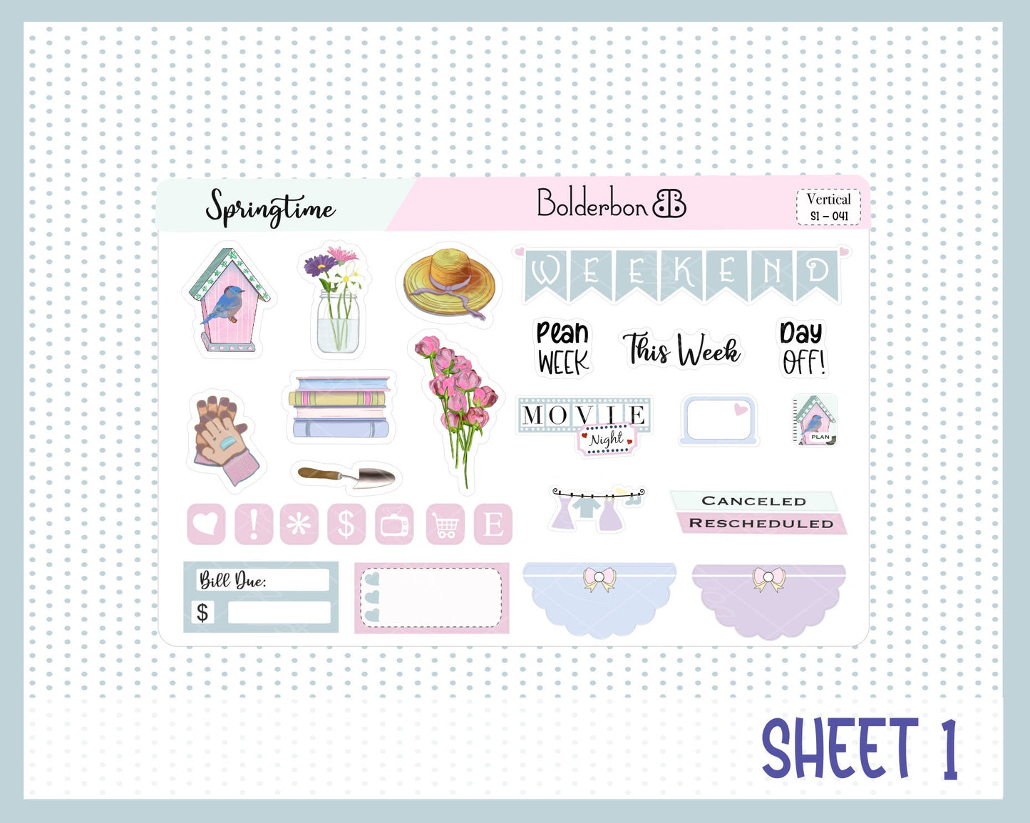 SPRINGTIME || 7x9 Vertical Planner Sticker Kit