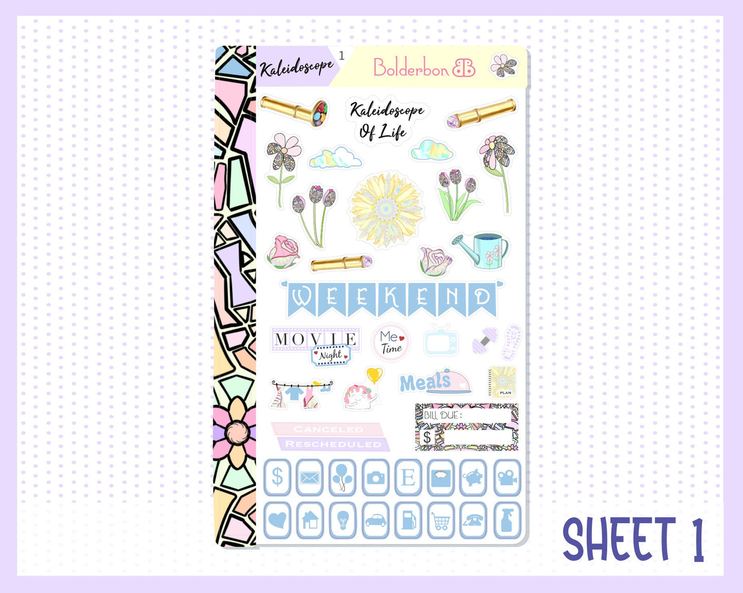 KALEIDOSCOPE || 7x9 Vertical Planner Sticker Kit