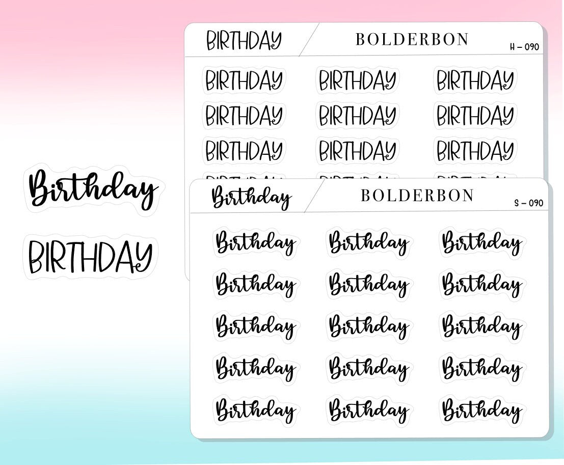 BIRTHDAY || Script Planner Stickers