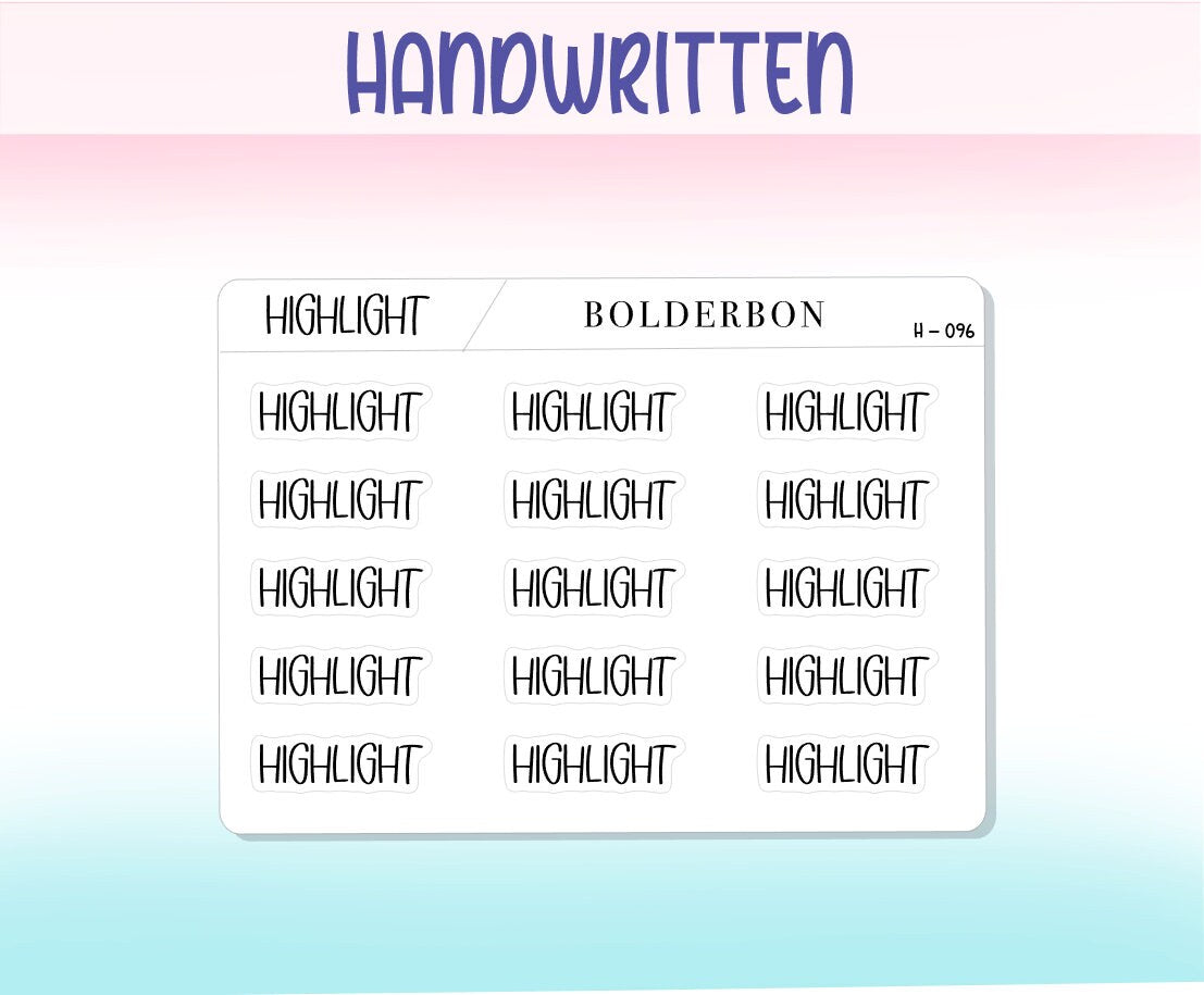 HIGHLIGHT || Functional Script Stickers