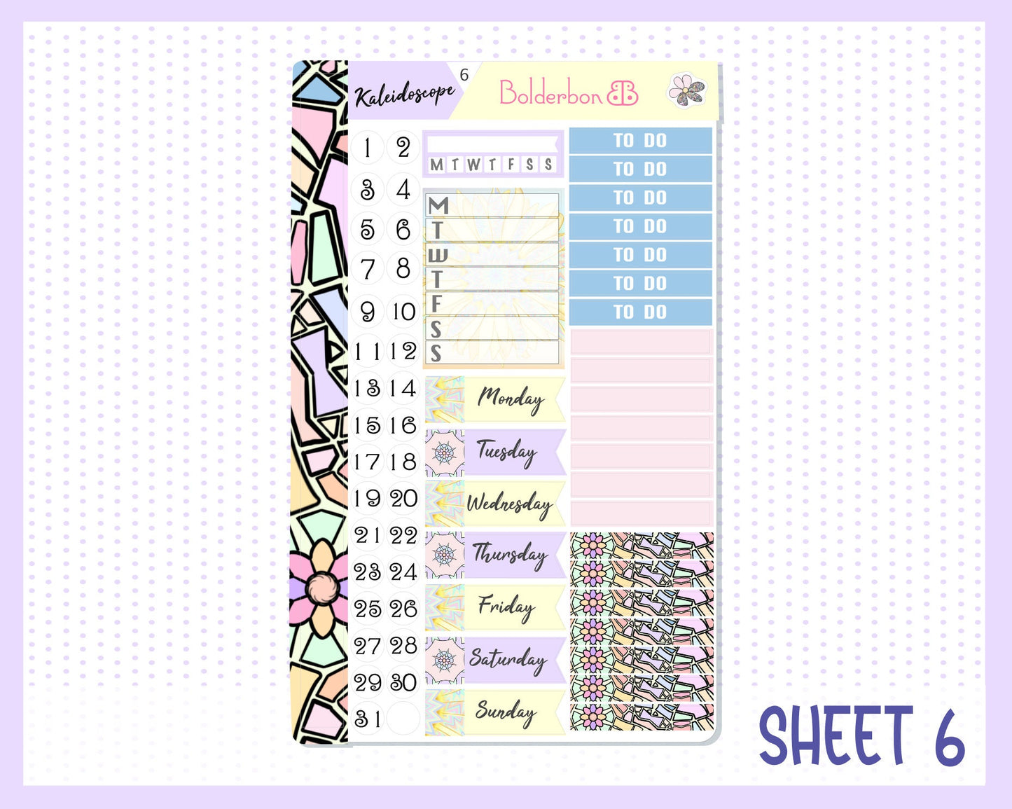 KALEIDOSCOPE || 7x9 Vertical Planner Sticker Kit