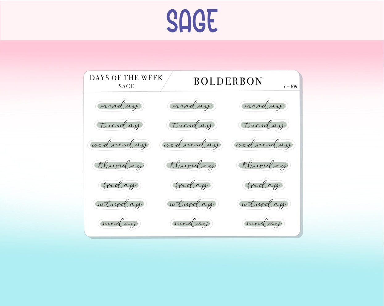 Days Of The Week NEUTRAL || Highlighted, Planner Stickers