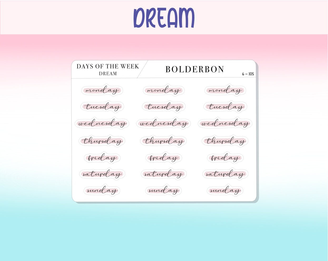 Days Of The Week NEUTRAL || Highlighted, Planner Stickers