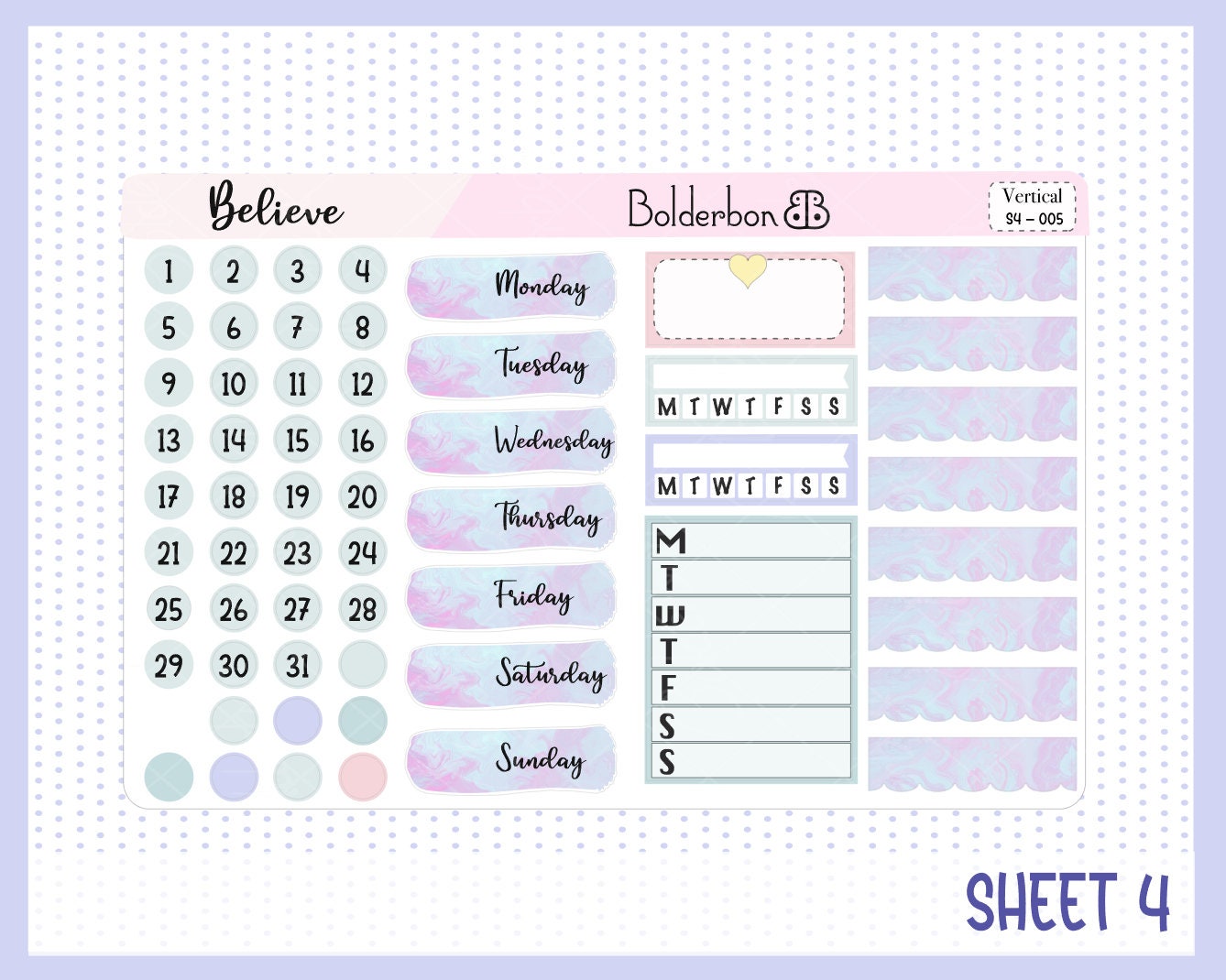 BELIEVE || 7x9 Vertical Planner Sticker Kit