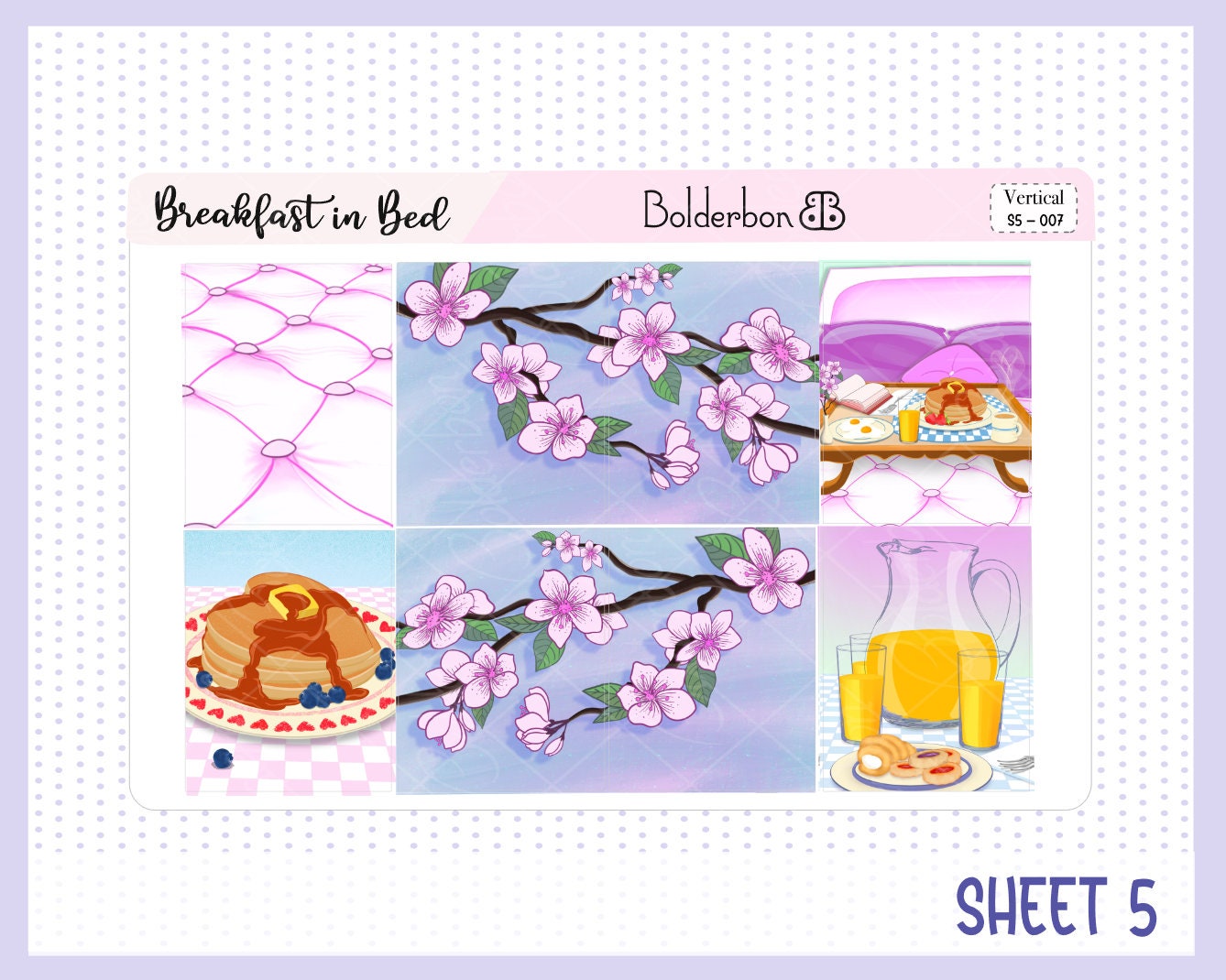 BREAKFAST IN BED || 7x9 Vertical Planner Sticker Kit