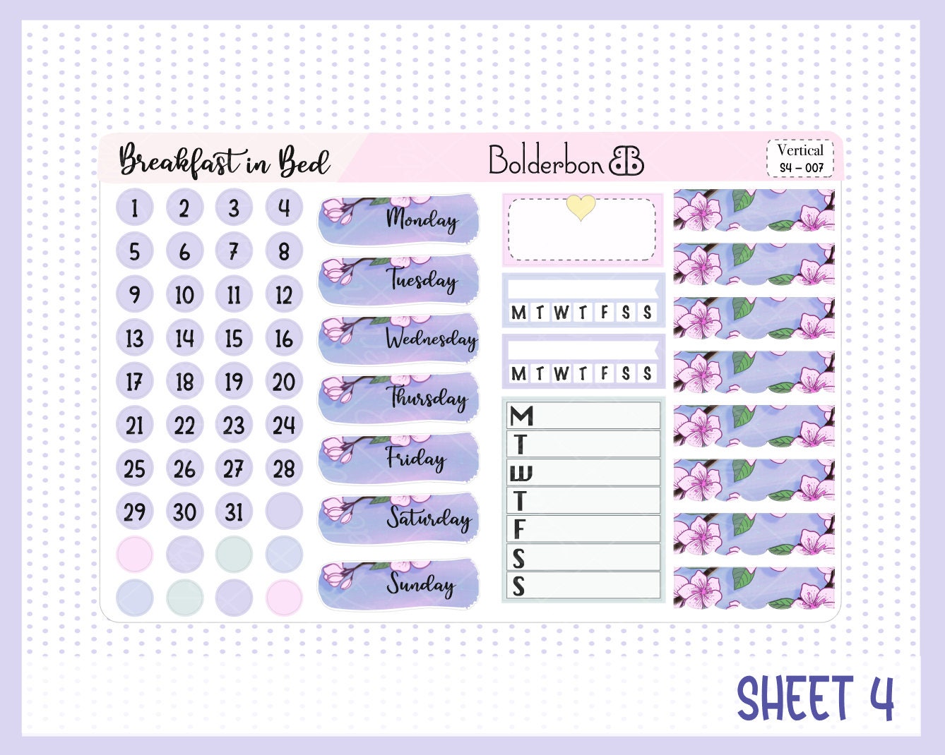 BREAKFAST IN BED || 7x9 Vertical Planner Sticker Kit