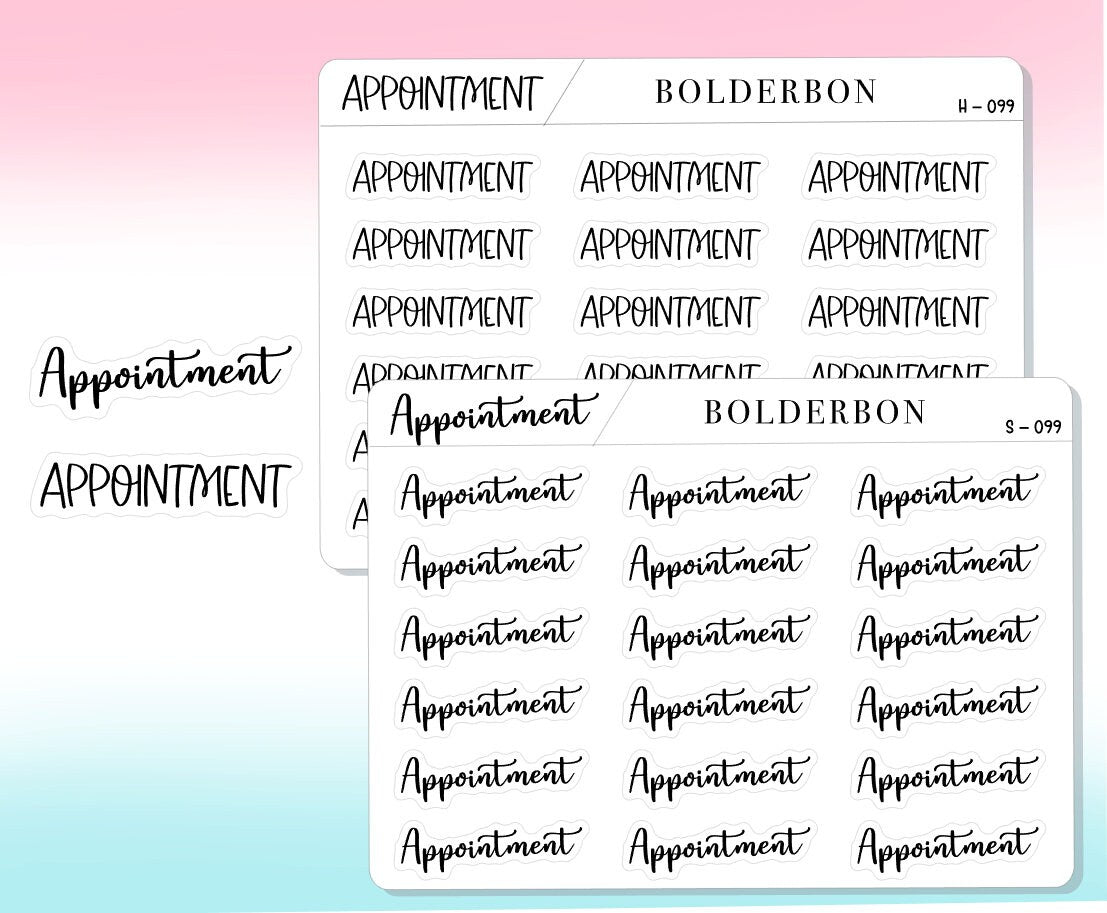 APPOINTMENT || Functional Script Stickers