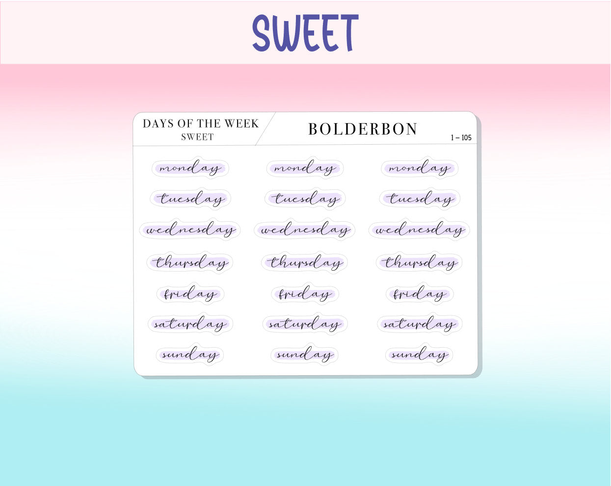 Days Of The Week NEUTRAL || Highlighted, Planner Stickers