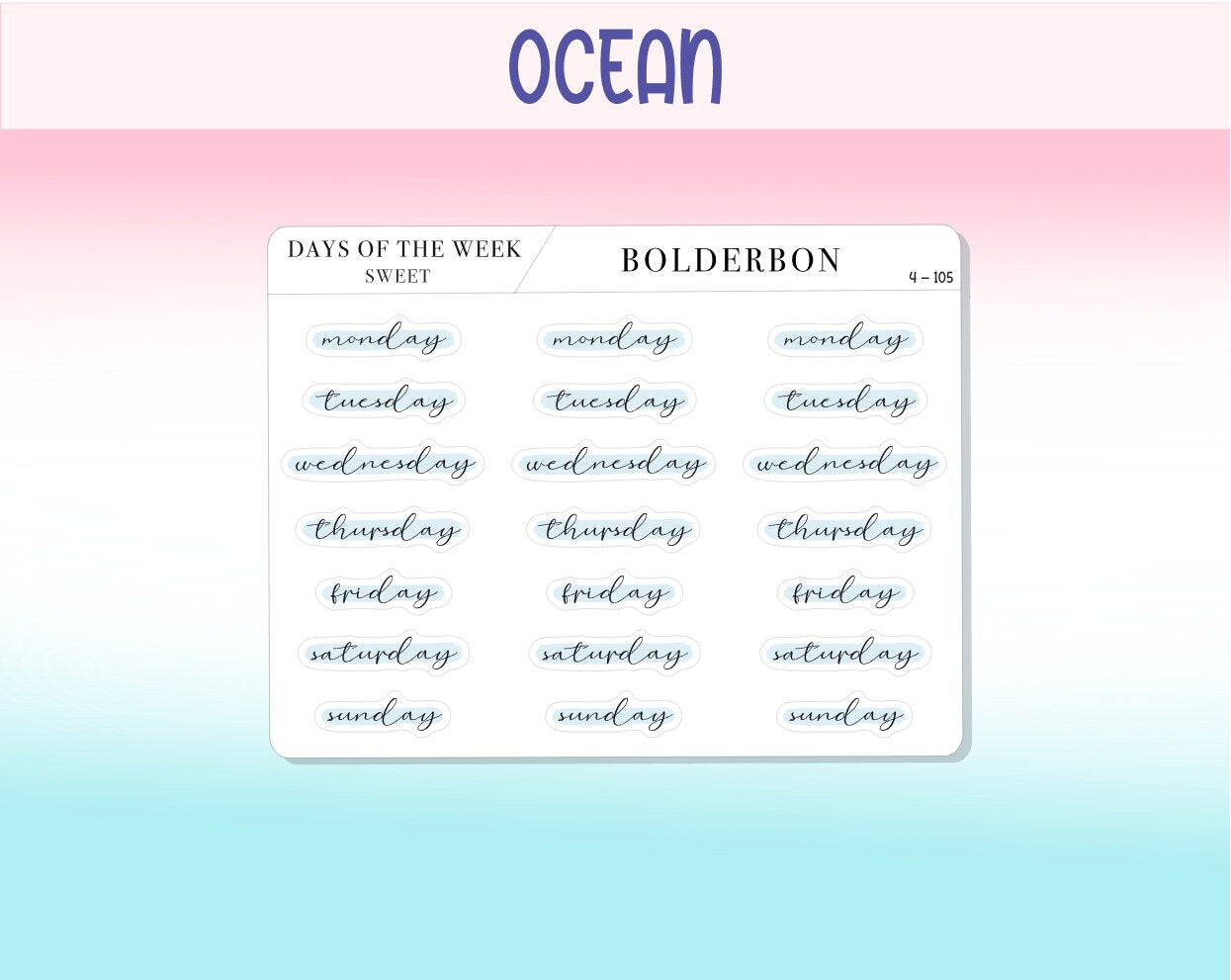Days Of The Week NEUTRAL || Highlighted, Planner Stickers