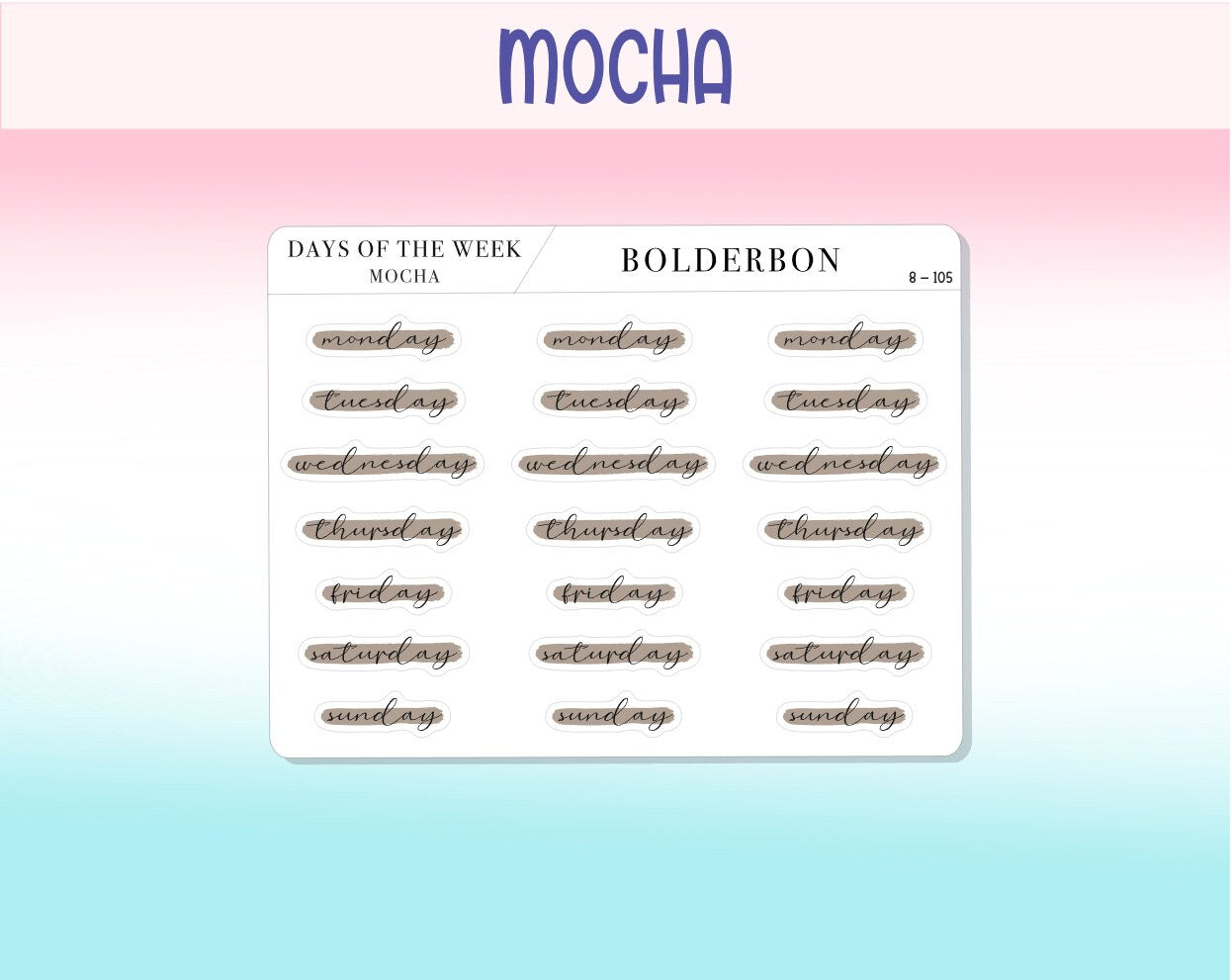 Days Of The Week NEUTRAL || Highlighted, Planner Stickers