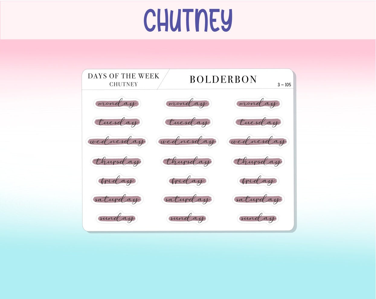 Days Of The Week NEUTRAL || Highlighted, Planner Stickers