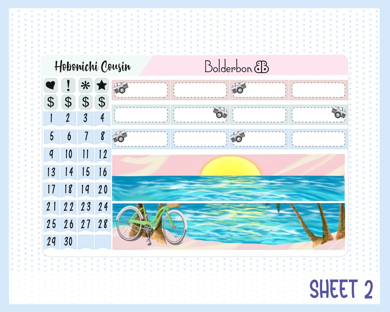 JUNE Hobonichi Cousin and A5 Day Free || Monthly Planner Sticker Kit, Summer, Travel, Vacation, Wanderlust