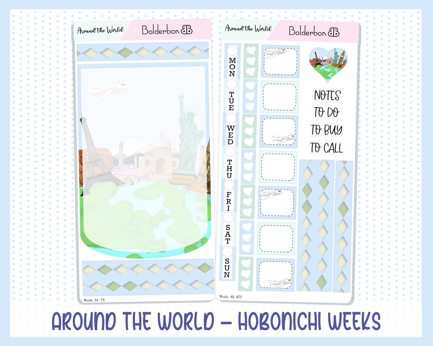 AROUND THE WORLD || Hobonichi Weeks Planner Sticker Kit