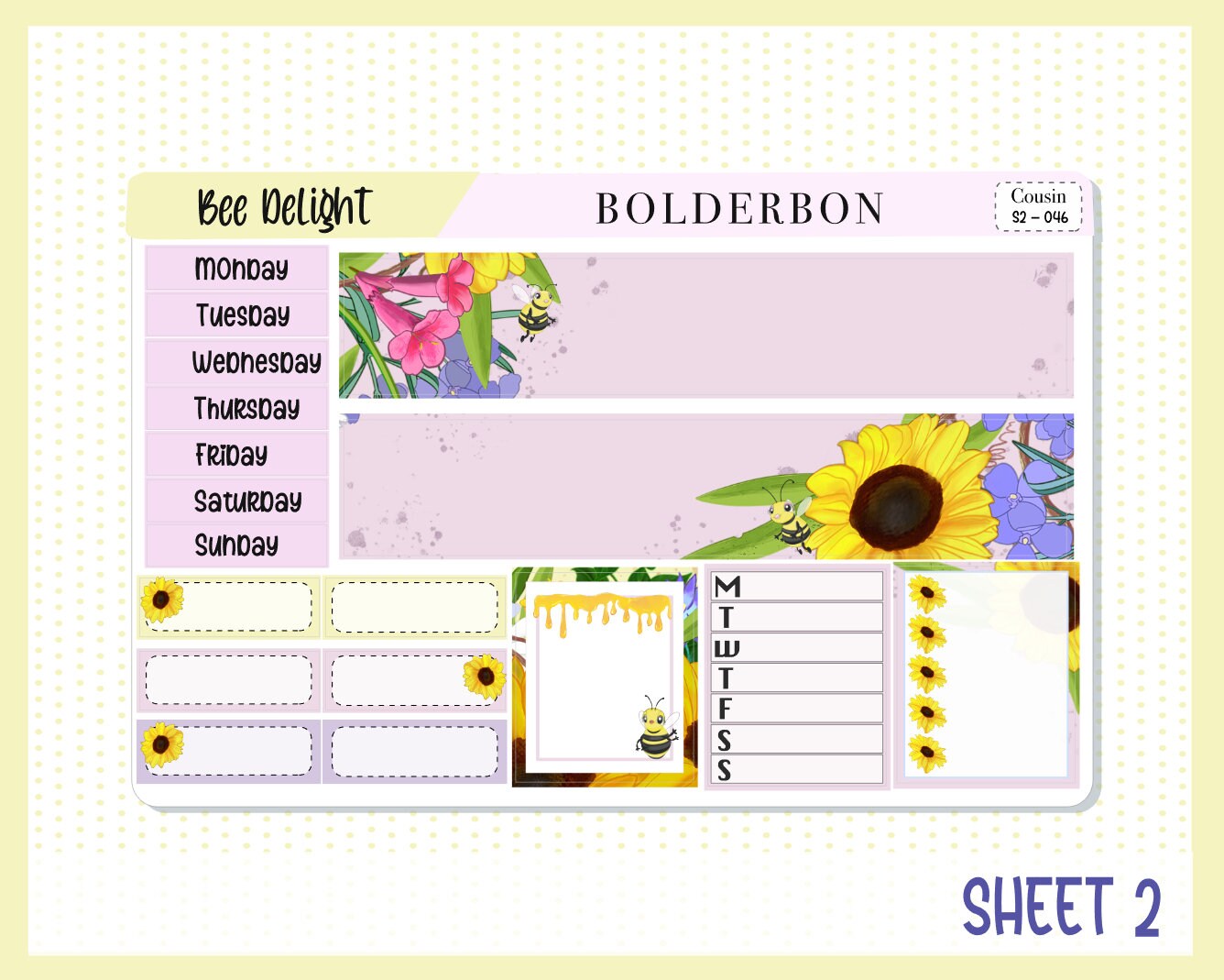 BEE DELIGHT || Hobonichi Cousin Planner Sticker Kit