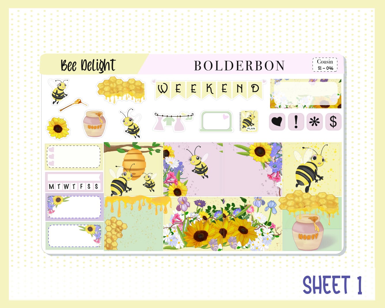 BEE DELIGHT || Hobonichi Cousin Planner Sticker Kit