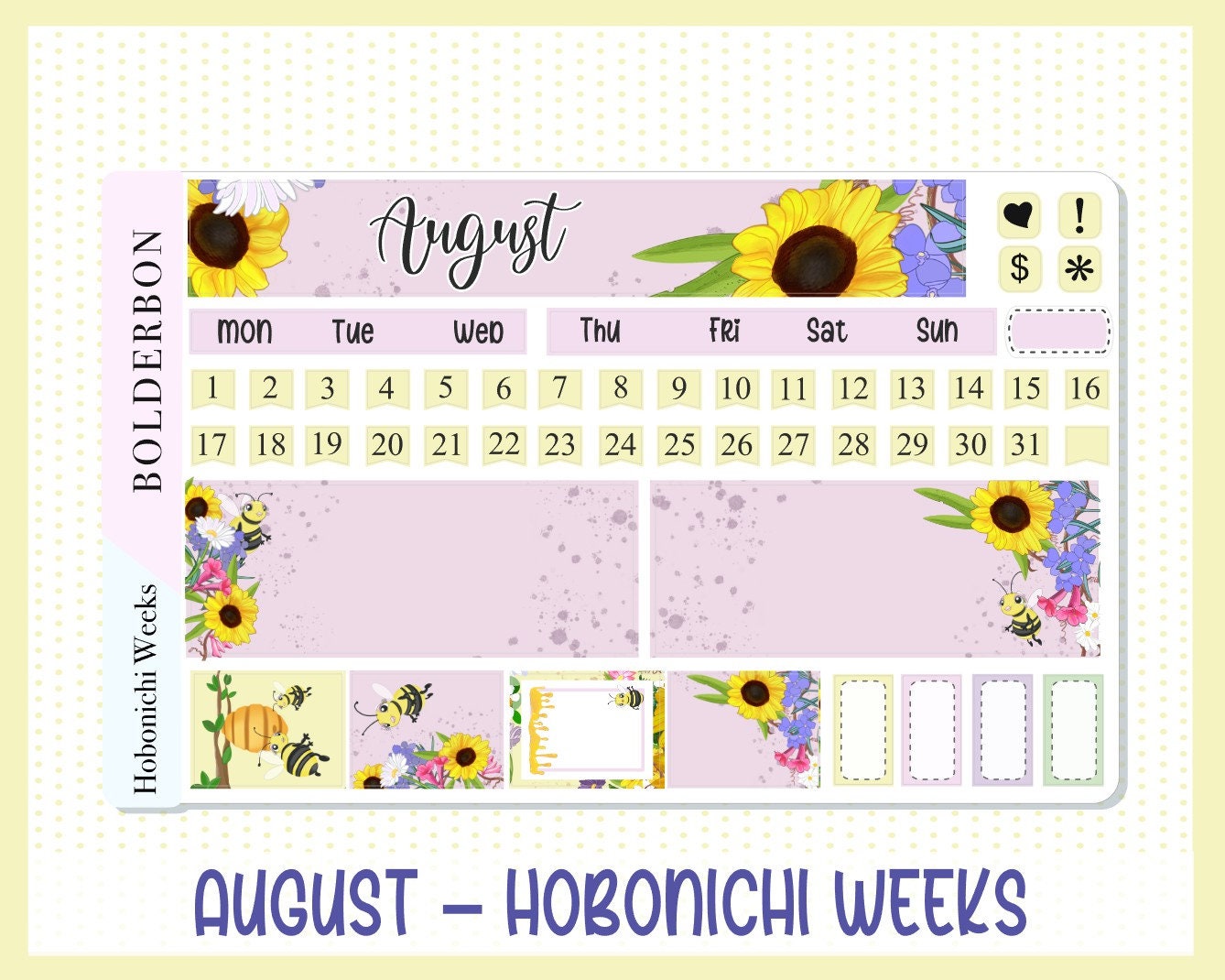 AUGUST Hobonichi Weeks || Monthly Planner Stickers