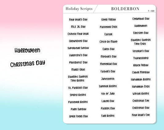 HOLIDAY SCRIPT Planner Sticker and Labels