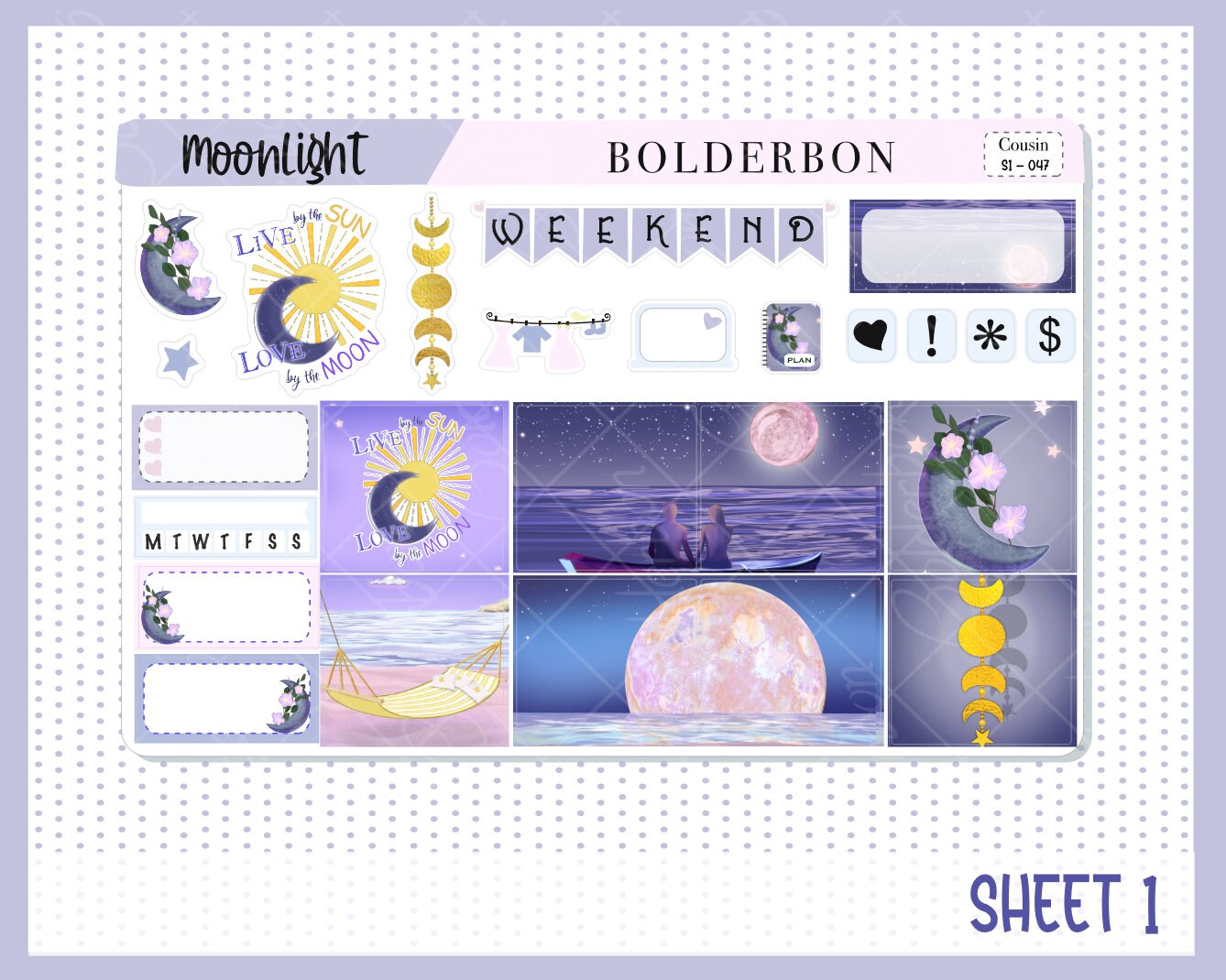 MOONLIGHT || Hobonichi Cousin Planner Sticker Kit