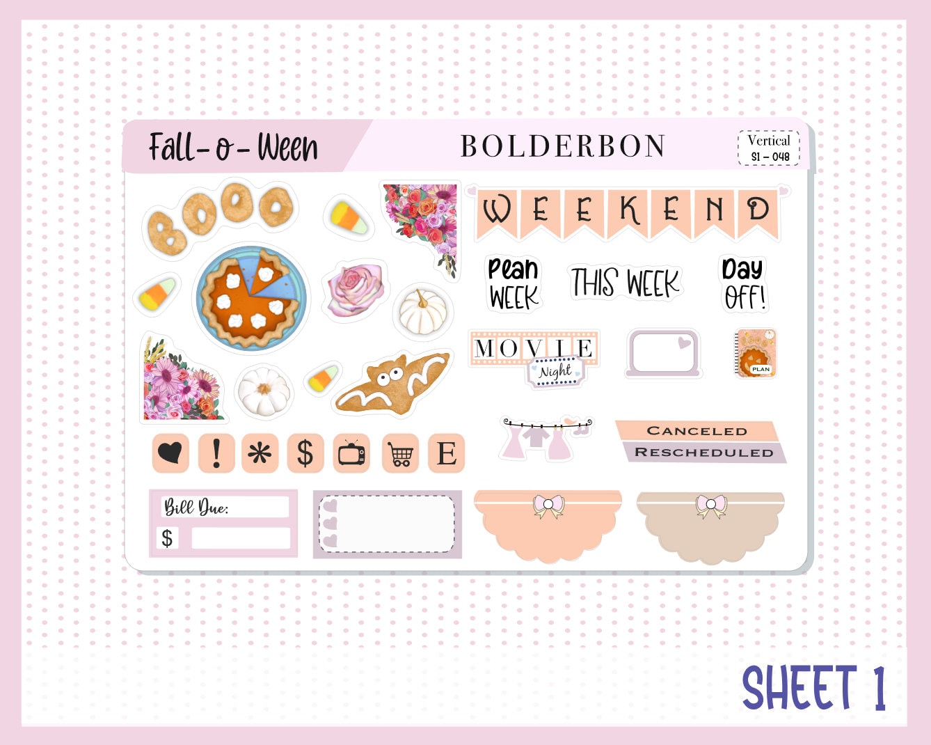 FALL 'O' WEEN || 7x9 Vertical Planner Sticker Kit
