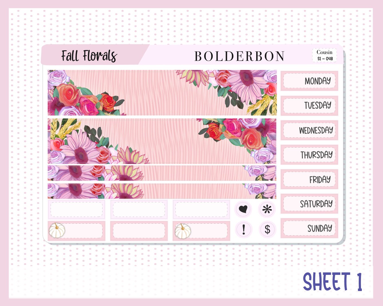 FALL FLORALS || Hobonichi Cousin Planner Sticker Kit
