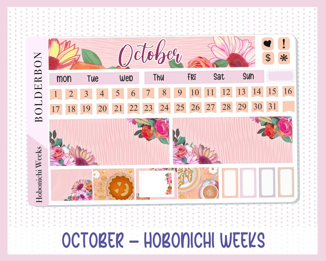 OCTOBER Hobonichi Weeks || Monthly Planner Stickers, Fall, Halloween