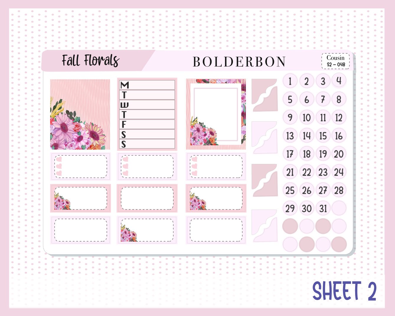 FALL FLORALS || Hobonichi Cousin Planner Sticker Kit