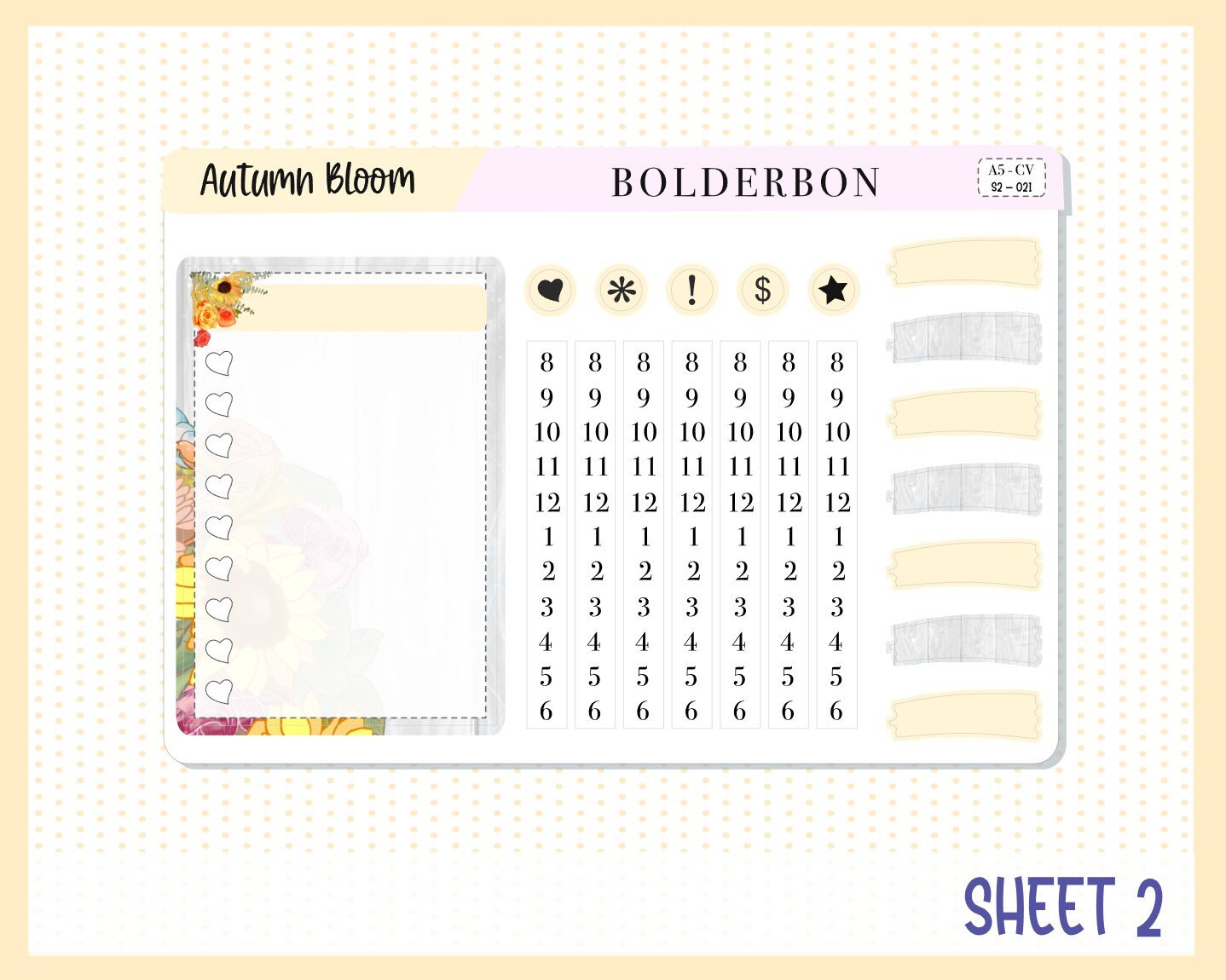 AUTUMN BLOOM || A5 Compact Vertical Planner Sticker Kit