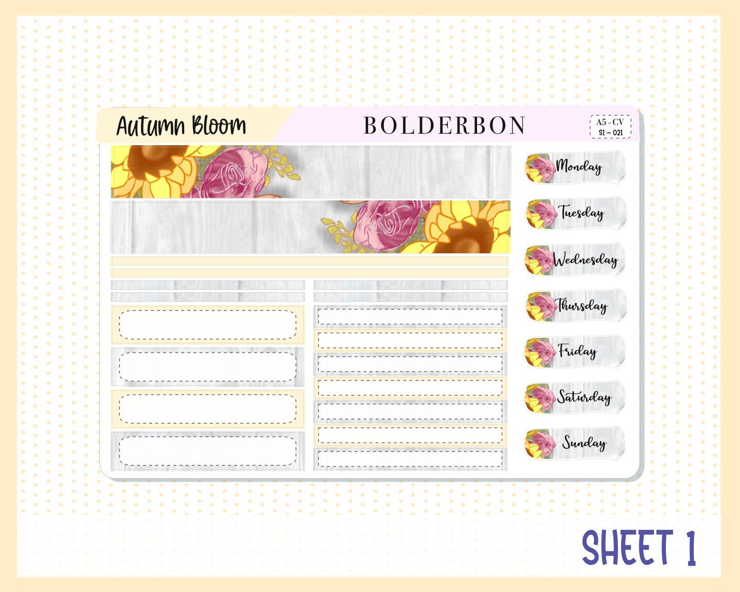 AUTUMN BLOOM || A5 Compact Vertical Planner Sticker Kit
