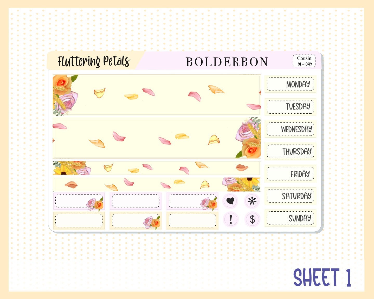 FLUTTERING PETALS || Hobonichi Cousin Planner Sticker Kit