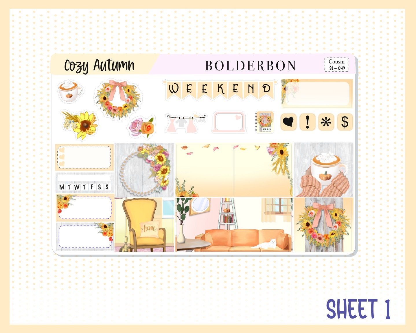 COZY AUTUMN || Hobonichi Cousin Planner Sticker Kit
