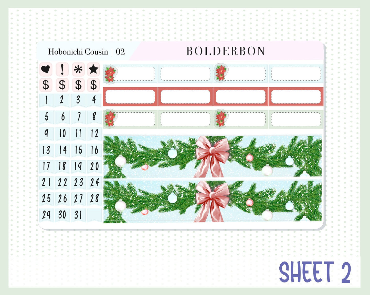 CHRISTMAS MAGIC || Hobonichi Cousin Planner Sticker Kit