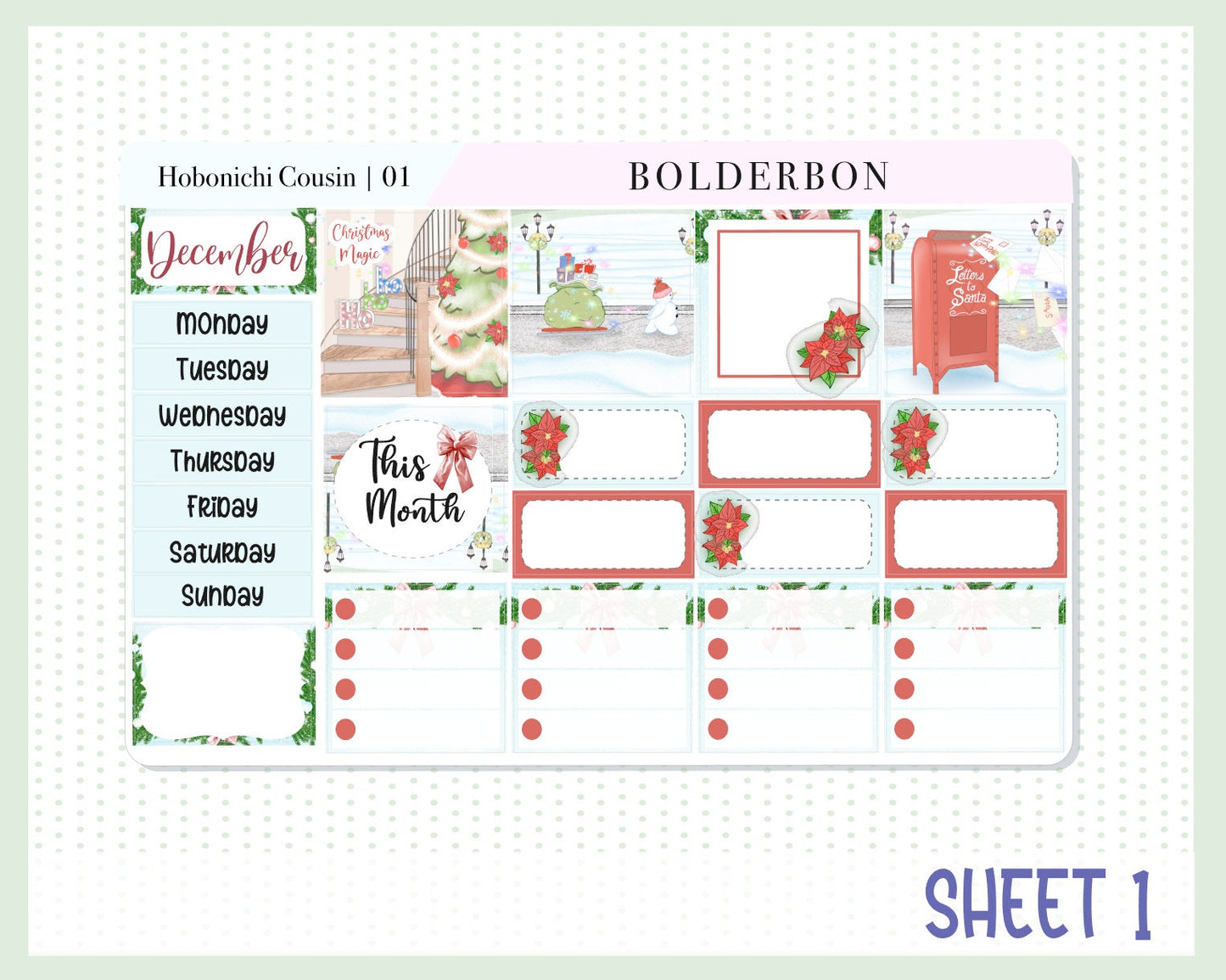 CHRISTMAS MAGIC || Hobonichi Cousin Planner Sticker Kit