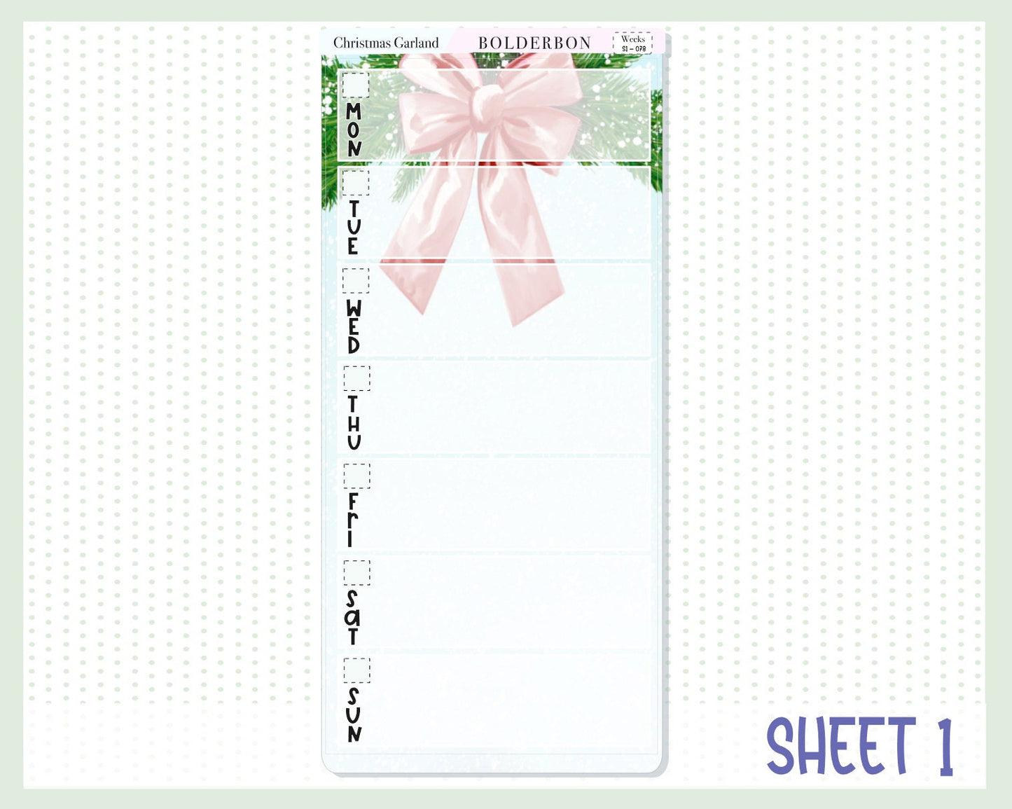 CHRISTMAS GARLAND || Hobonichi Weeks Planner Sticker Kit