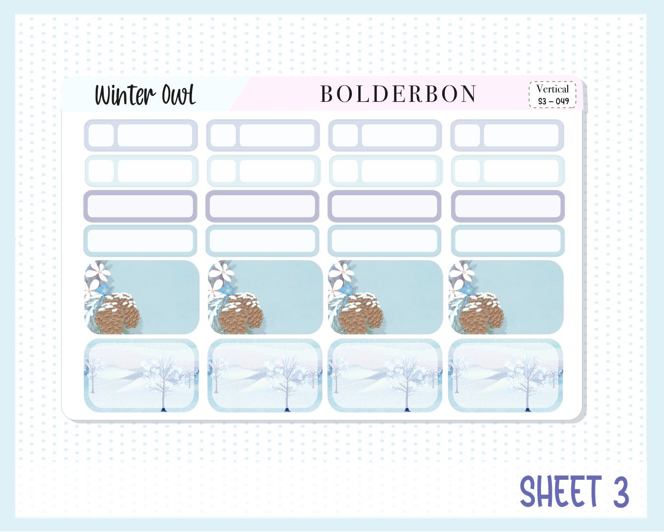 WINTER OWL || 7x9 Vertical Planner Sticker Kit