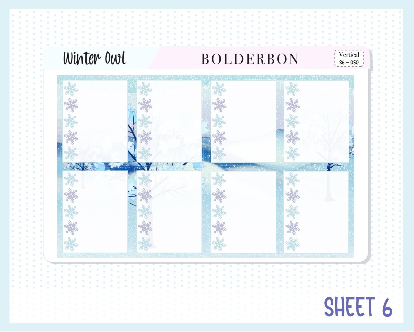 WINTER OWL || 7x9 Vertical Planner Sticker Kit