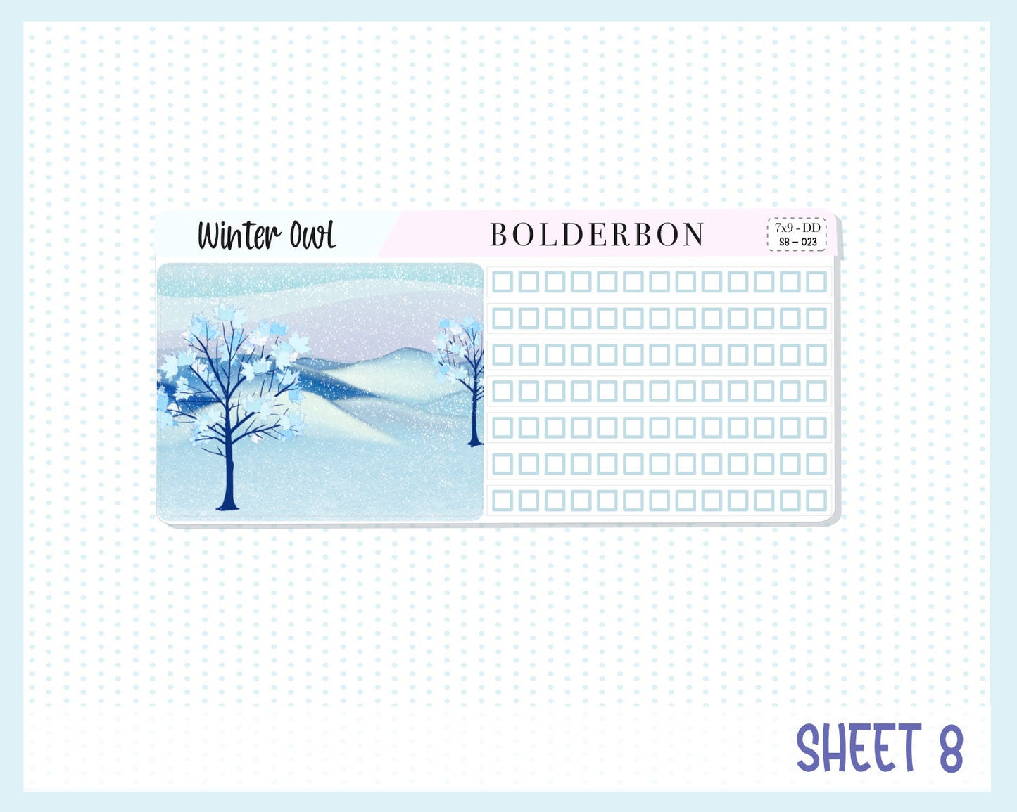 WINTER OWL "7x9 Daily Duo" || Weekly Planner Sticker Kit for Erin Condren