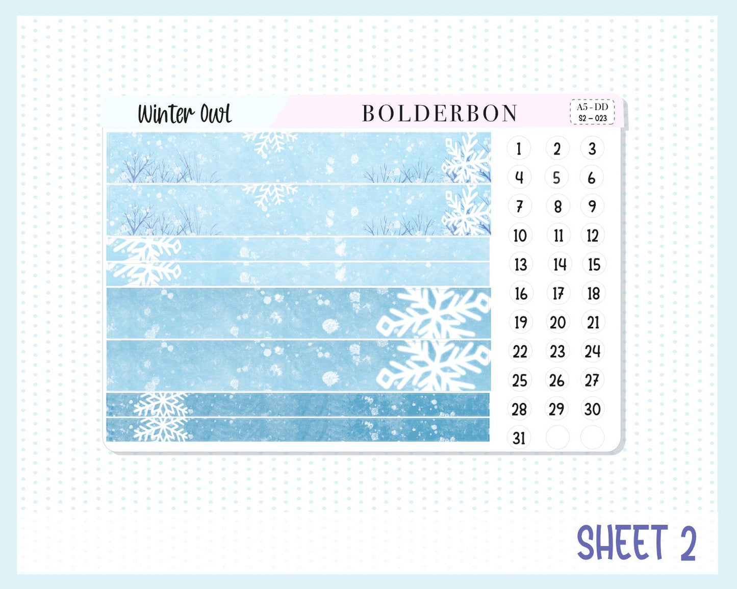 WINTER OWL || A5 Daily Duo Planner Sticker Kit