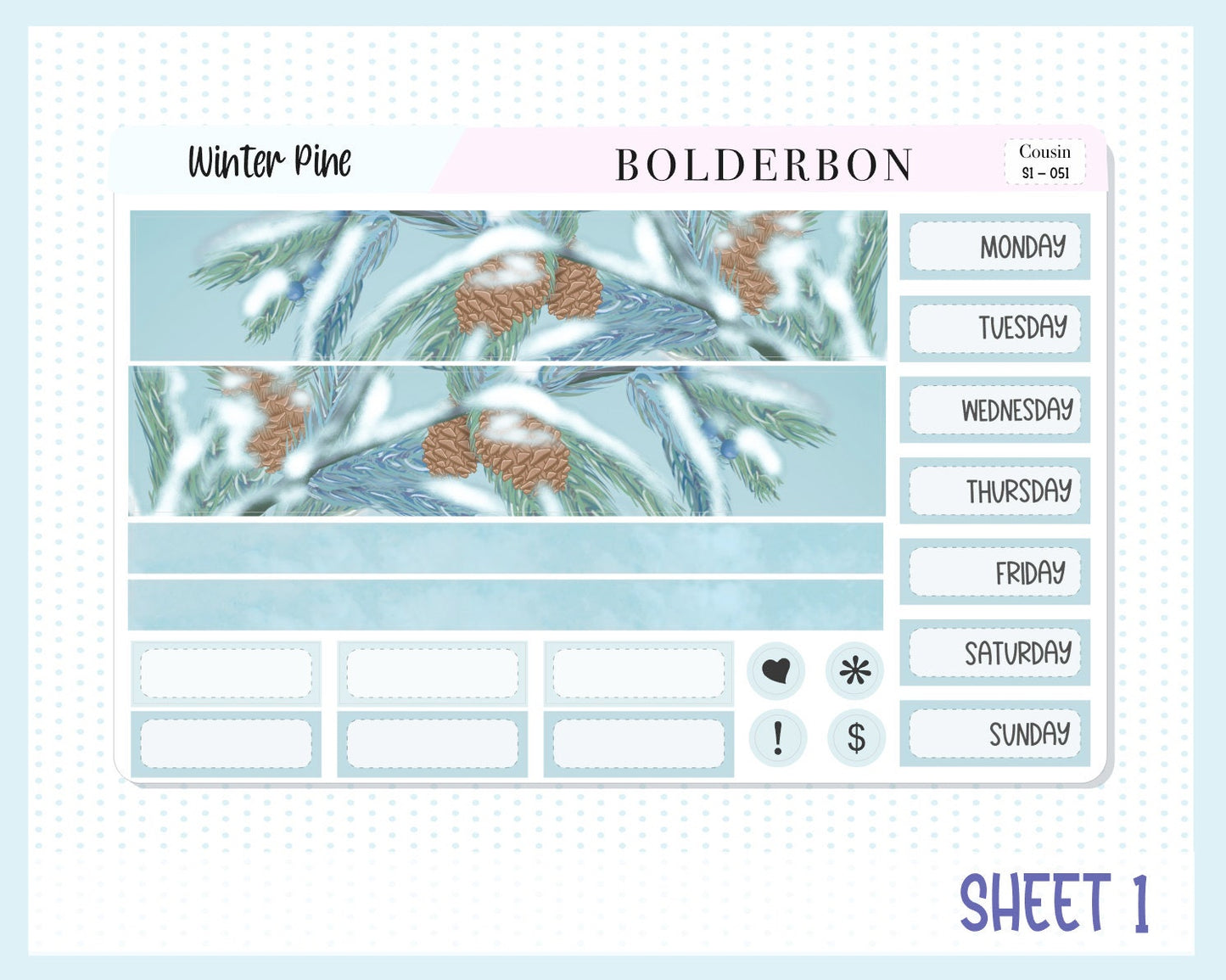 WINTER PINE || Hobonichi Cousin Planner Sticker Kit