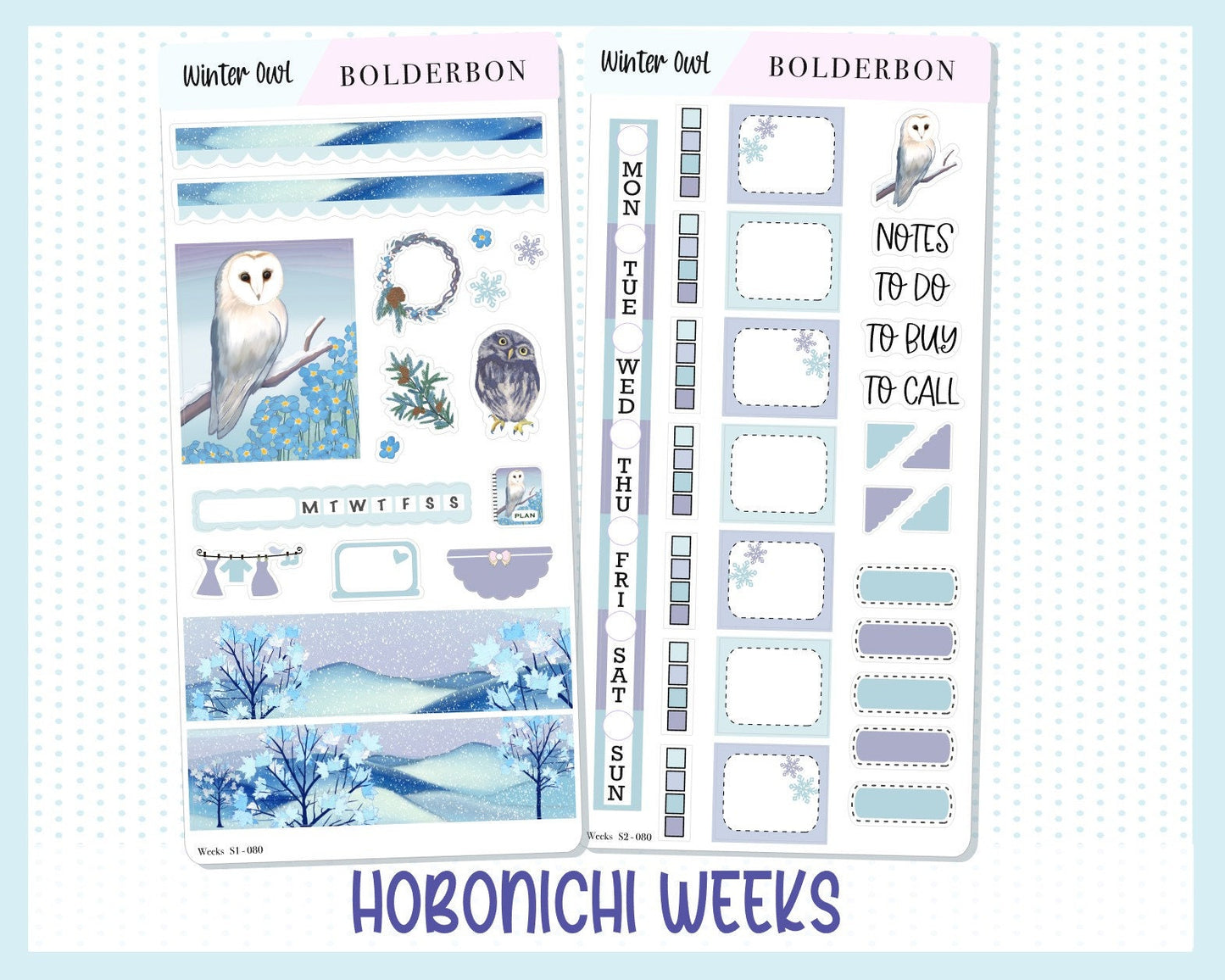 WINTER OWL || Hobonichi Weeks Planner Sticker Kit