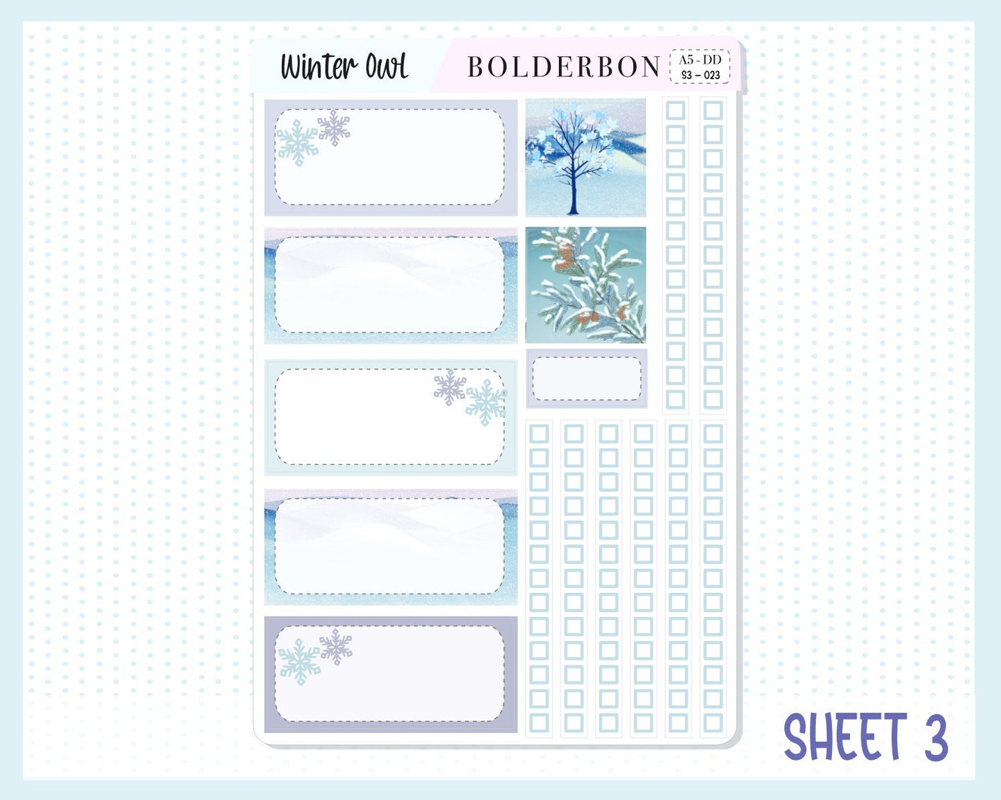WINTER OWL || A5 Daily Duo Planner Sticker Kit