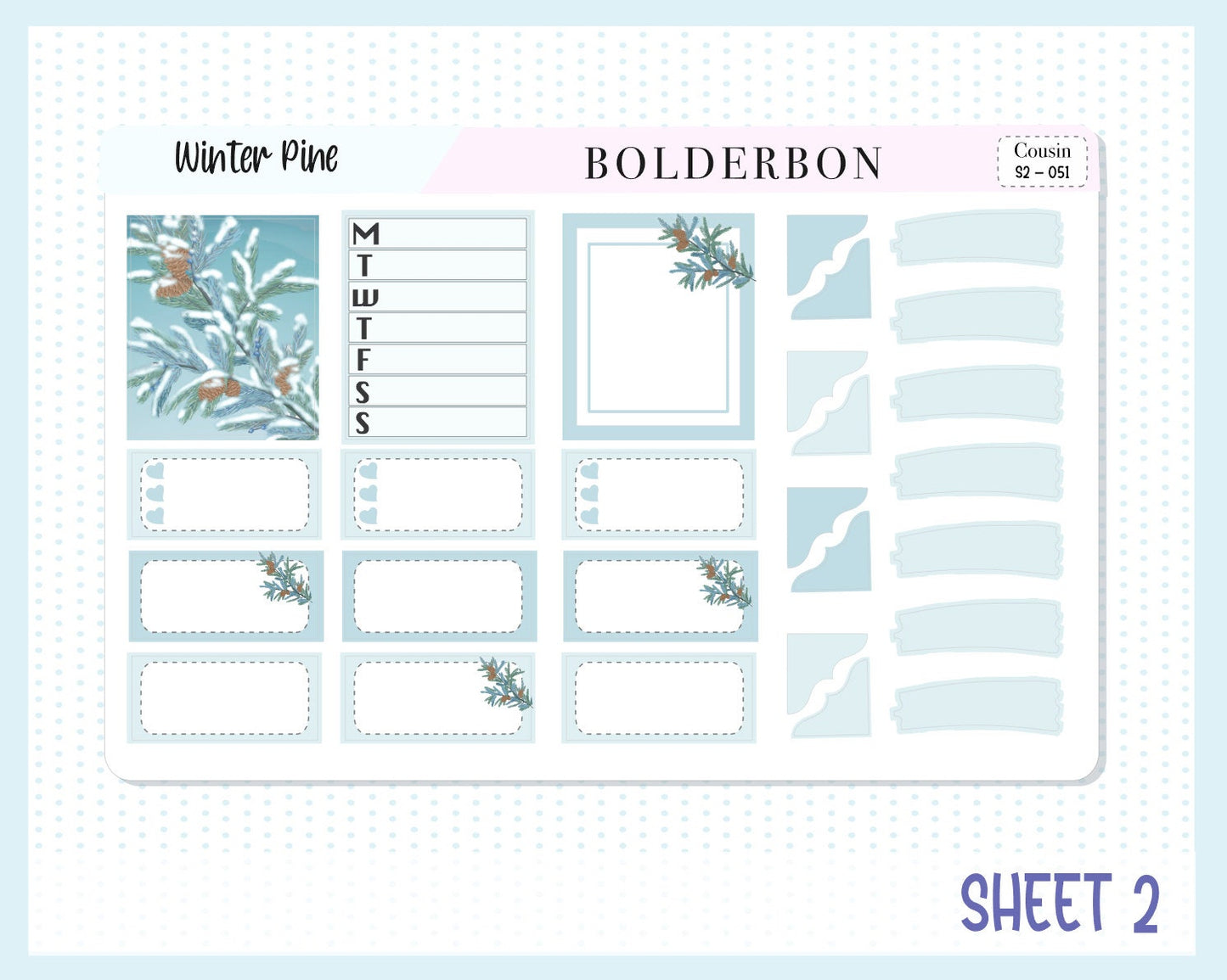 WINTER PINE || Hobonichi Cousin Planner Sticker Kit