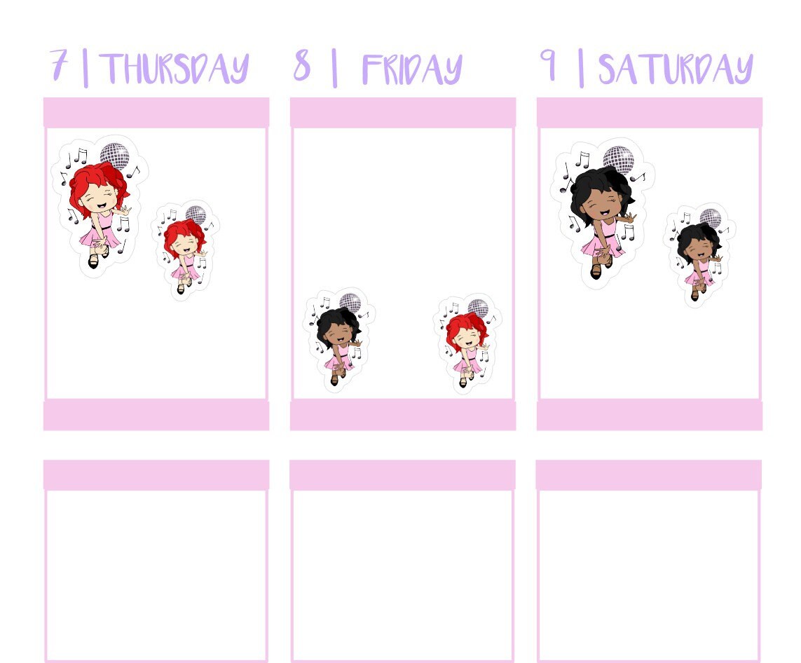 DANCING || Bonbon Character Planner Stickers