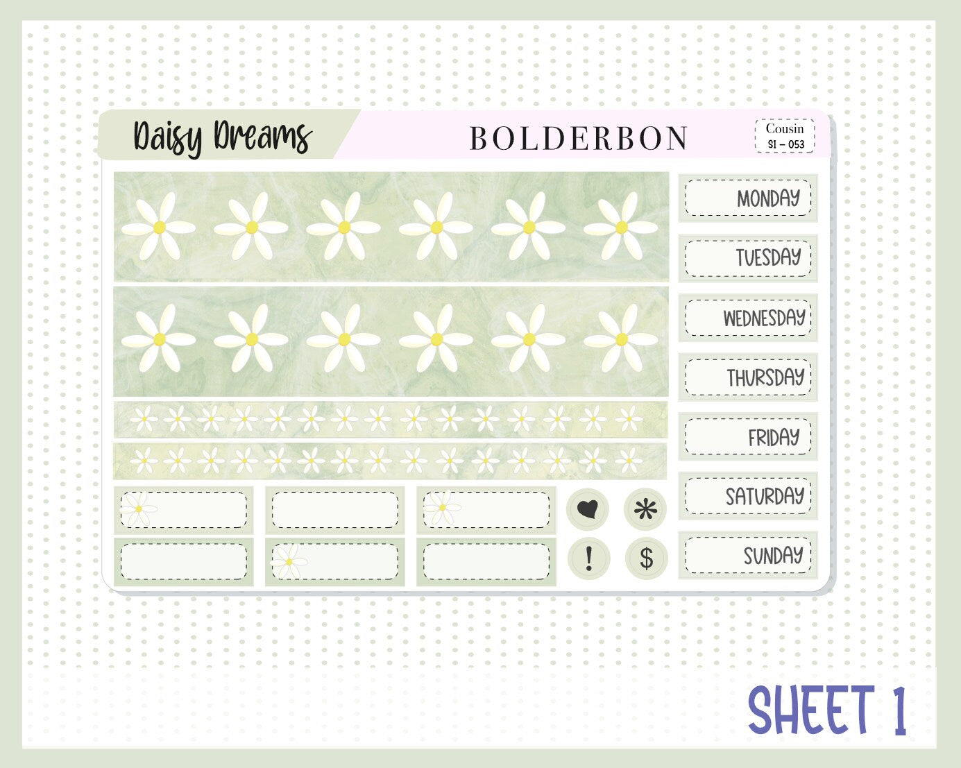 DAISY DREAMS || Hobonichi Cousin Planner Sticker Kit