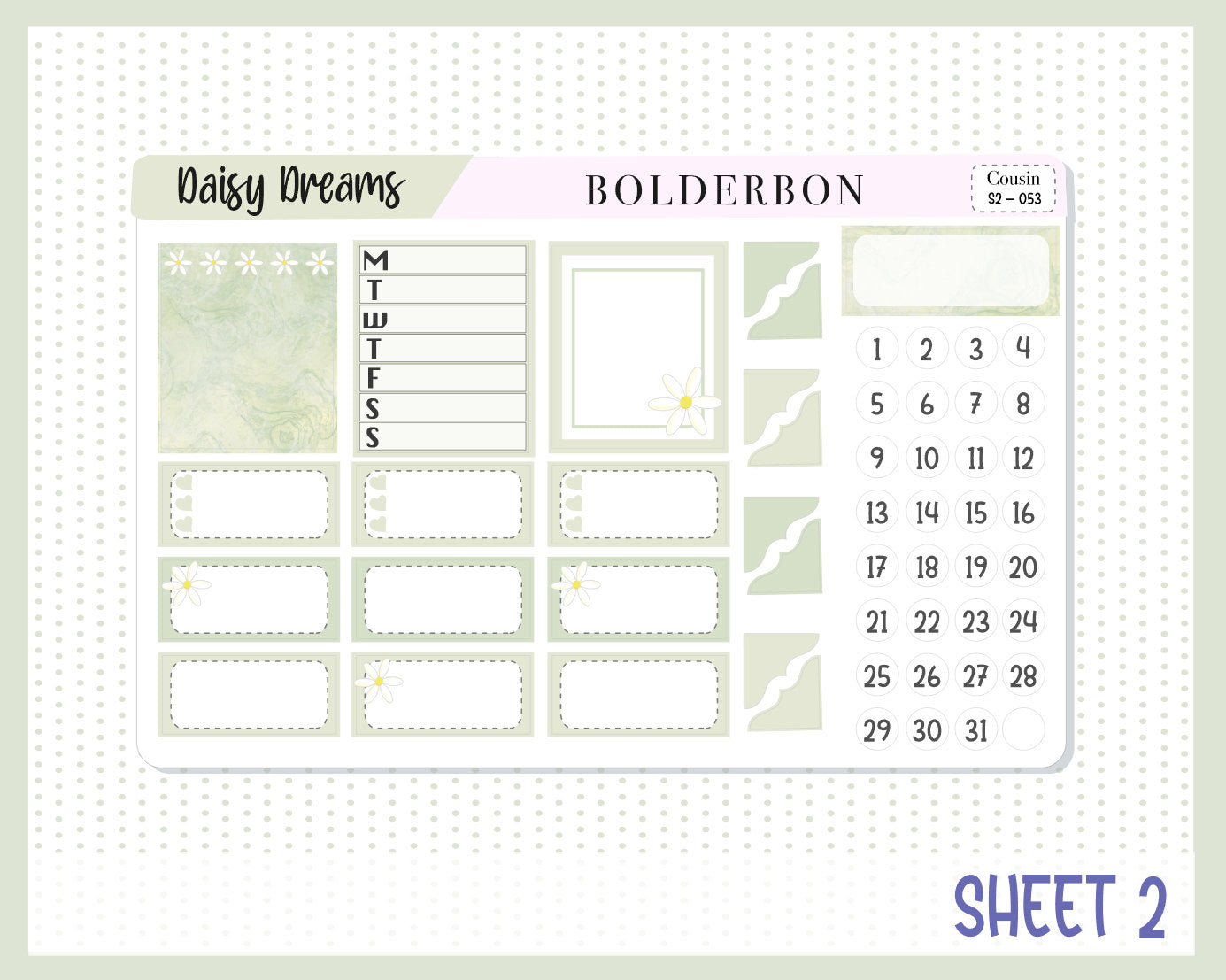 DAISY DREAMS || Hobonichi Cousin Planner Sticker Kit
