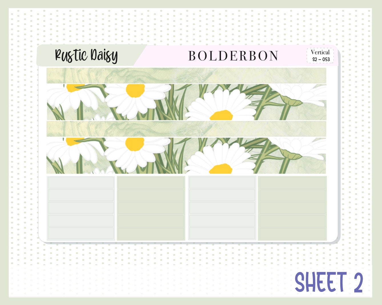 RUSTIC DAISY || 7x9 Vertical Planner Sticker Kit
