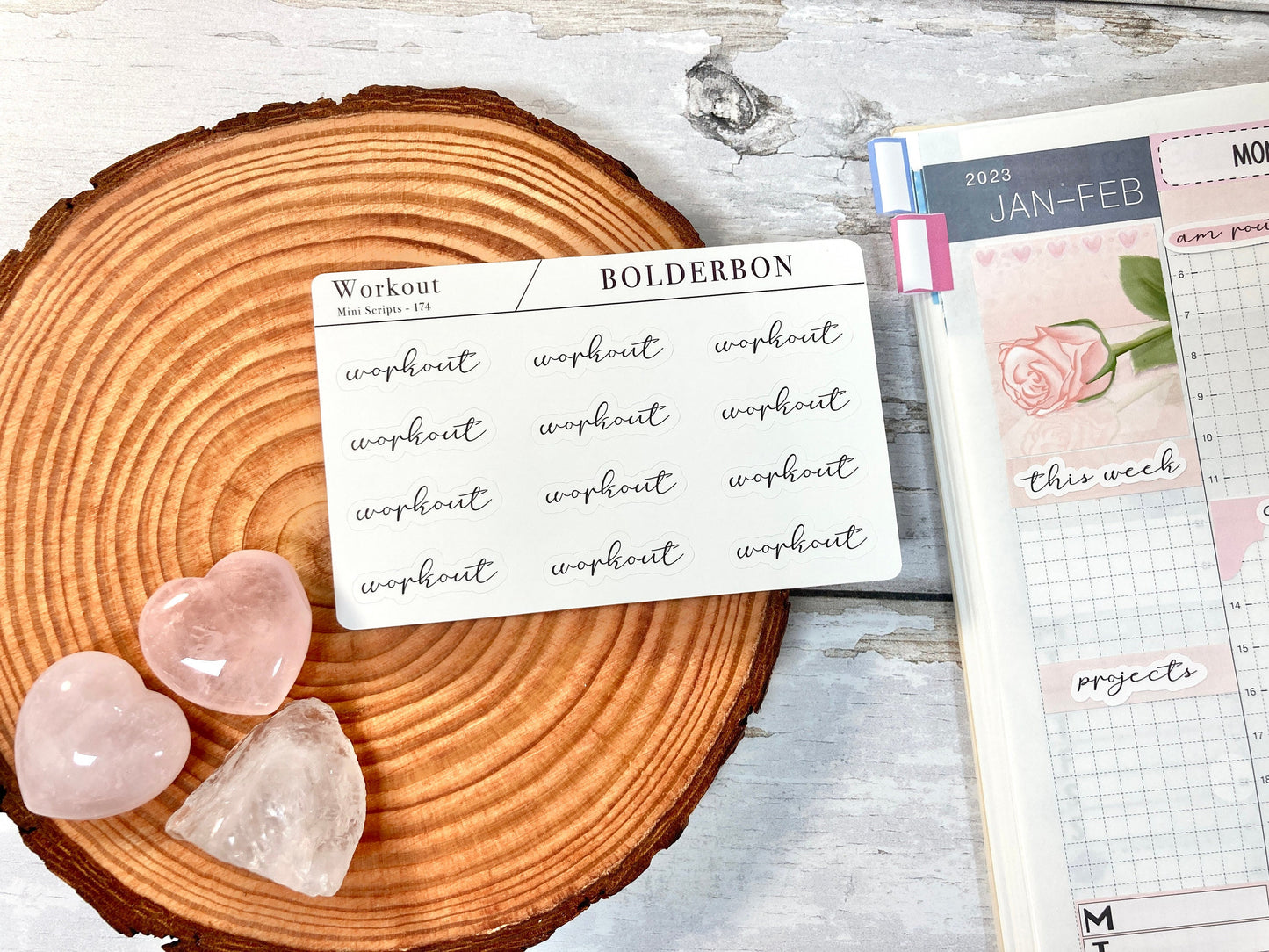 WORKOUT Script Elegant Stickers || Handwritten, Functional Planner Stickers, Typography, Word, Handlettered, Cursive, Print, Text
